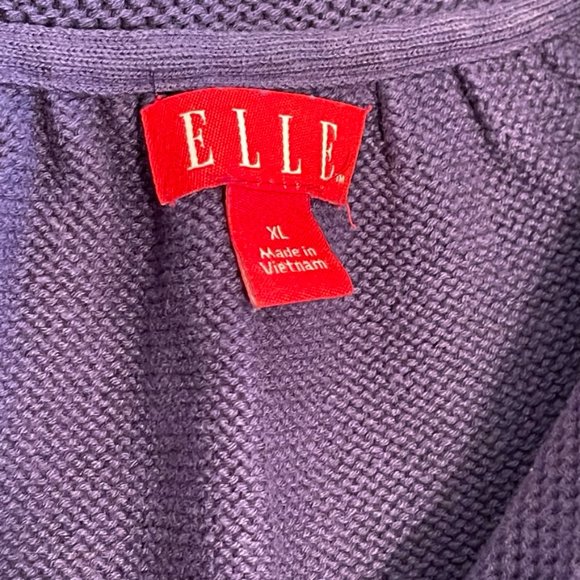ELLE Purple Cardigan Short Sleeve Knit Crochet Sweater Button Top Size XL - Picture 6 of 10
